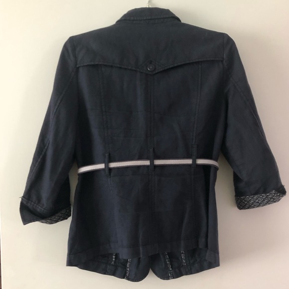 Navy Button/Belted Jacket Anthropologie Daughters - Picture 2 of 5